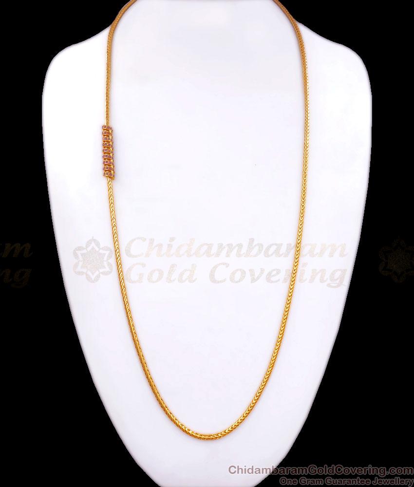 30 Inch Long Ruby Stone Spiral Gold Imitation Mugappu Thali Chain Shop Online MCH1231-LG