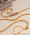 30 Inch Long Multi Stone Spiral Gold Plated Mugappu Side Pendant Chain MCH1235-LG
