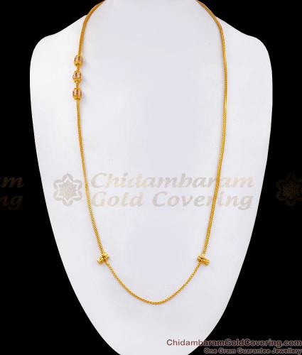 30 Inch Long Ruby White Stone Gold Plated Mugappu Malaysia Designs