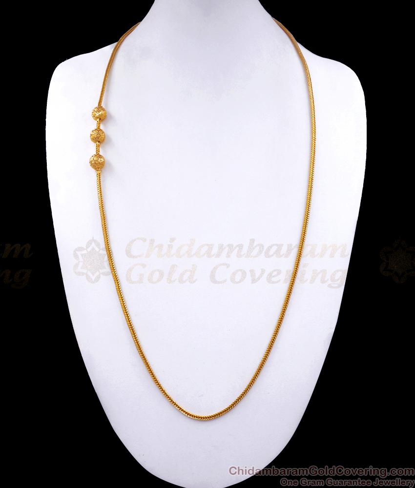 30 Inch Long 1 Gram Gold Side Pendant Plain Ball Mopu Chain Collections MCH1250-LG