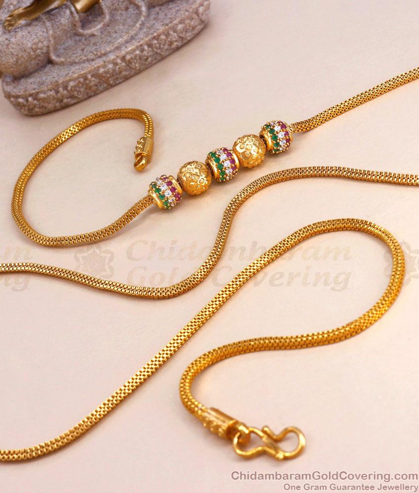 Designer Gold Side Pendant Mogappu Chain Multi Ball Diamond Jewelry Collections MCH1257