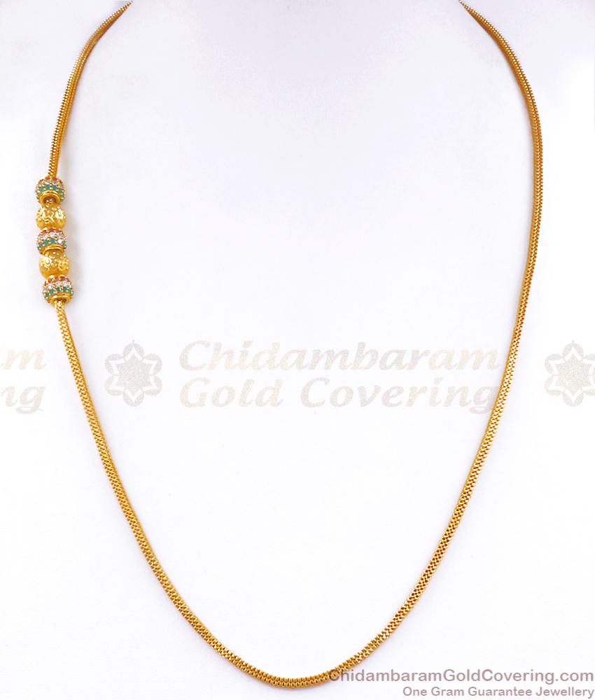Designer Gold Side Pendant Mogappu Chain Multi Ball Diamond Jewelry Collections MCH1257