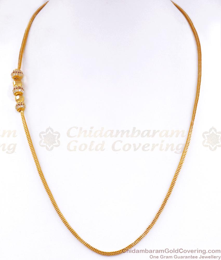 Ad Ruby White Stone Ball Mugappu Gold Thali Chain For Married Women MCH1260