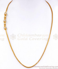 Bollywood Fashion 1 Gram Gold Mugappu Chain White Stone Ball Designs MCH1262 Bollywood Fashion 1 Gram Gold Mugappu Chain White Stone Ball Designs MCH1262