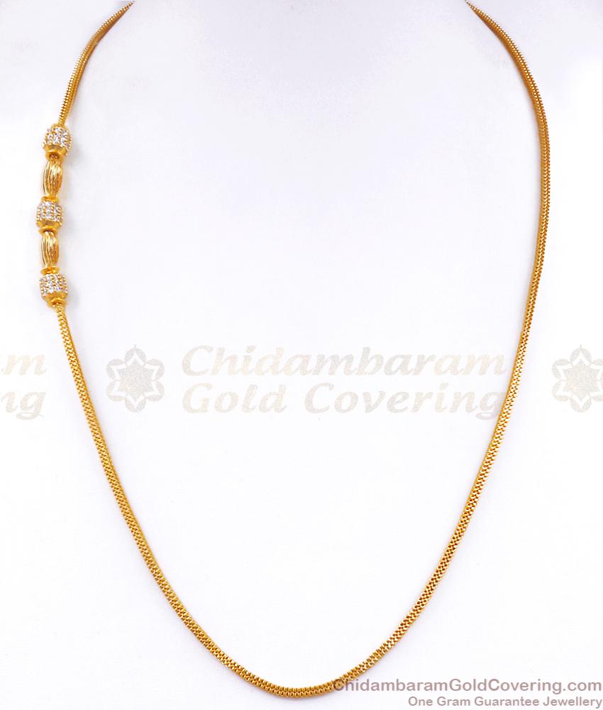 Bollywood Fashion 1 Gram Gold Mugappu Chain White Stone Ball Designs MCH1262