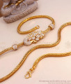 Bridal Gold Imitiation Mugappu Side Pendant Chain White Stone Peacock Designs MCH1271