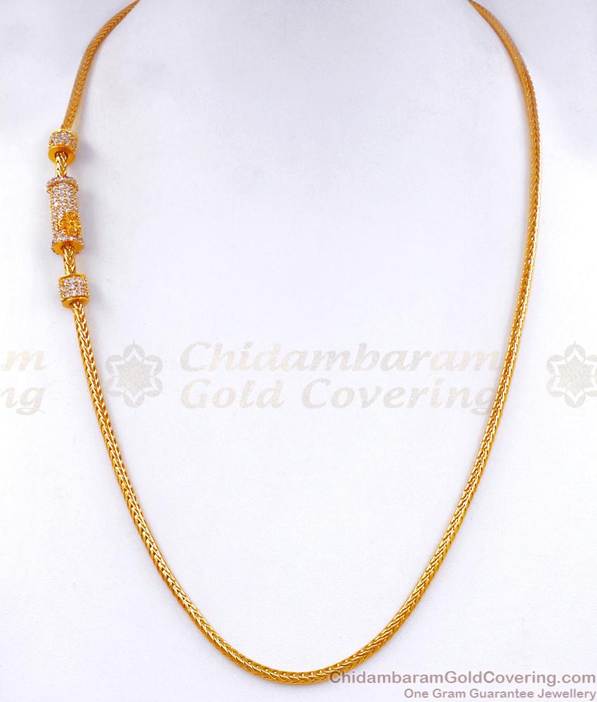 Traditional Gold Plated Mopu Thali Chain Side Pendant AD Stone Collections MCH1273