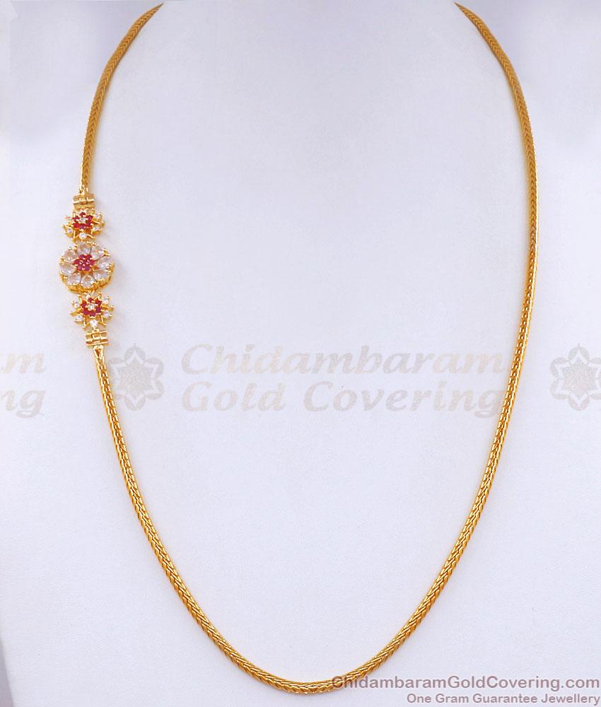 Beautiful Cz Stone Gold Plated Mugappu Thali Chain Shop Online MCH1279