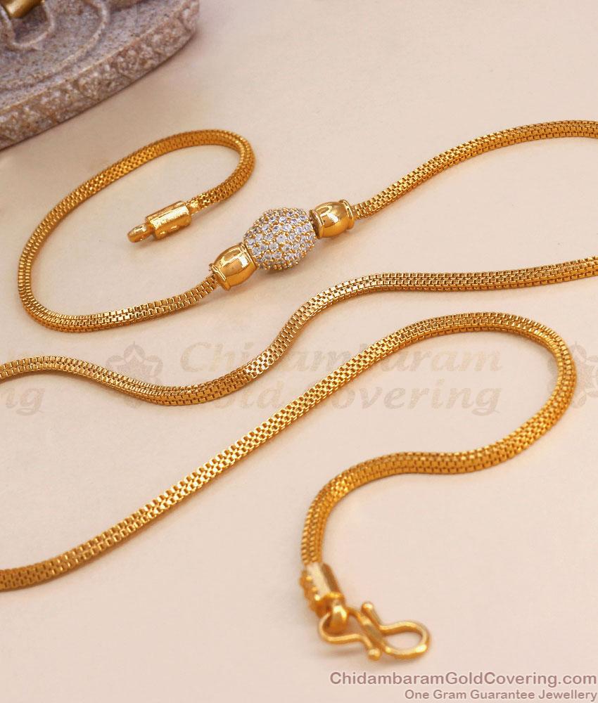 Latest 1 Gram Gold Side Pendant Thali Chain Mopu Designs MCH1281