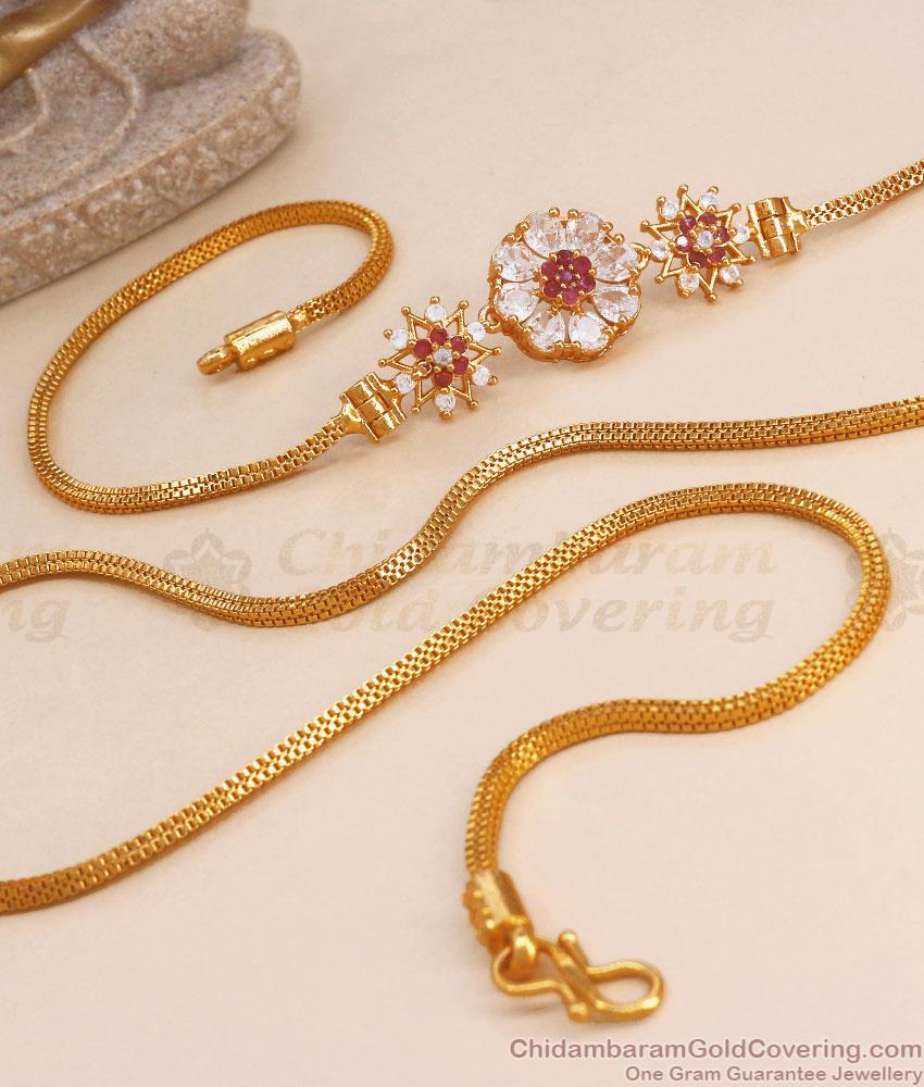 Latest gold Plated Mugappu Thali Kodi Chain Floral Designs MCH1284