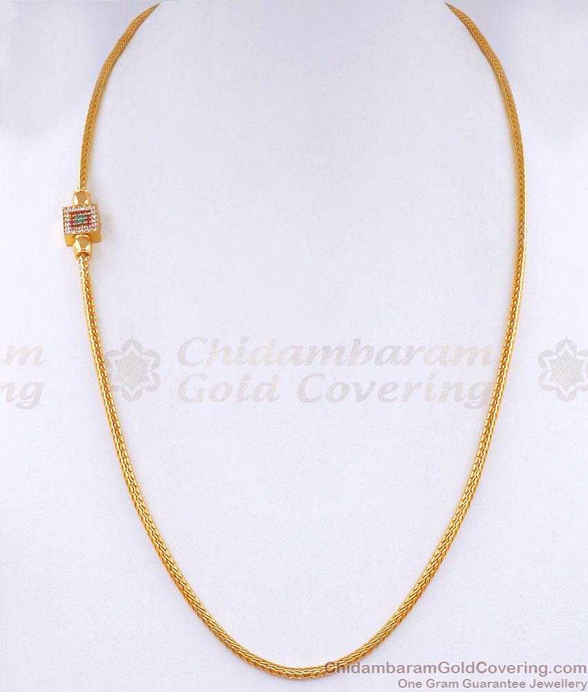 Traditional 1 Gram Gold Side Pendant Mugappu Chain Shop Online MCH1290