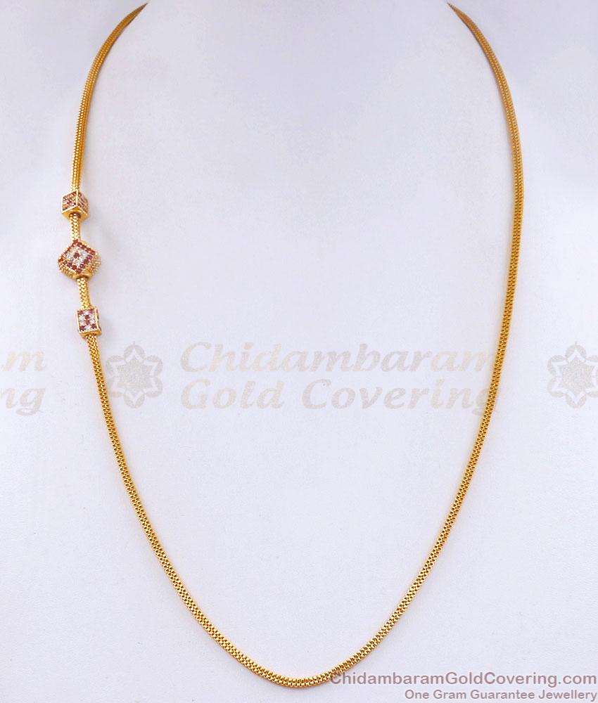 Elegant Gold Plated Mugapppu Ruby White Stone Designs Shop Online MCH1295