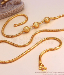 Regular Use Gold Plated Ball Mugappu Chain Dotted Design MCH1311