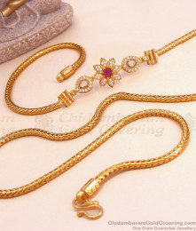 Eye Catching Ruby White Gold Mugappu Thali Chain Women Fashion Jewelry MCH1334 Eye Catching Ruby White Gold Mugappu Thali Chain Women Fashion Jewelry MCH1334