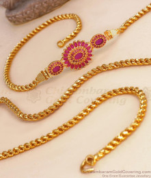 Elegant Ruby Stone Gold Thali Chain Floral Mugappu Designs MCH1337 Elegant Ruby Stone Gold Thali Chain Floral Mugappu Designs MCH1337