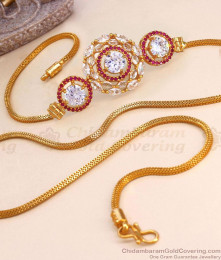 Grand Party Wear Diamond Mugappu Imitation Thali Chain MCH1345 Grand Party Wear Diamond Mugappu Imitation Thali Chain MCH1345
