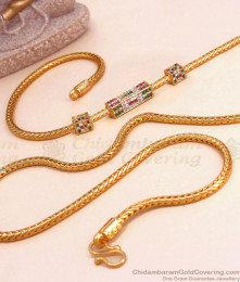 Traditional Gold Imitation Thali Kodi Chain Multi Stone Pendant MCH1349 Traditional Gold Imitation Thali Kodi Chain Multi Stone Pendant MCH1349