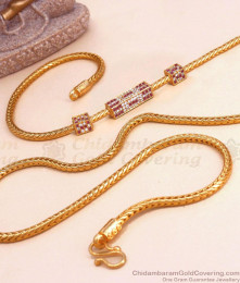 New Model Diamond Mugappu Gold Plated Thali Chain MCH1332