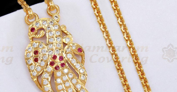 30 Inch Long Majestic Peacock Pendant Impon Mugappu Gold Thali