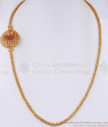Big Ruby White Stone Peacock Side Pendant Gold Thali Chain For Women MCH1428 Big Ruby White Stone Peacock Side Pendant Gold Thali Chain For Women MCH1428