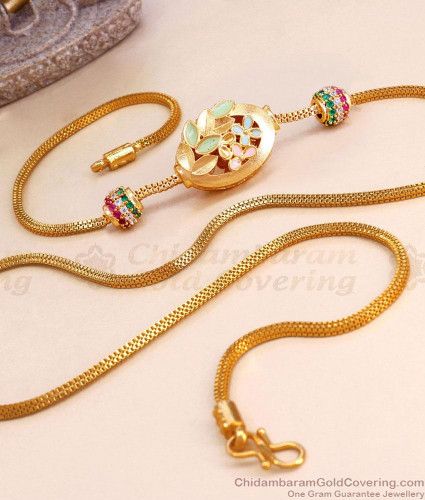 New Model Gold Plated Mugappu Thali Chain Enamel Design