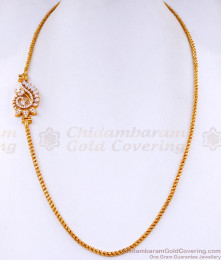 American Diamond Peacock Mugappu Chain 1 Gram Gold Jewelry MCH1479 American Diamond Peacock Mugappu Chain 1 Gram Gold Jewelry MCH1479