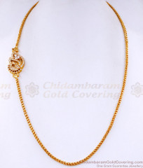 Attractive White Stone Peacock Mugappu Murukku Chain Design MCH1480 Attractive White Stone Peacock Mugappu Murukku Chain Design MCH1480
