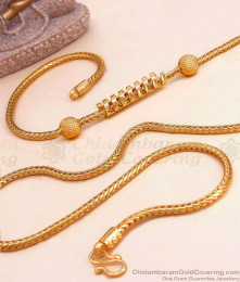 Elegant One Gram Gold Spiral Mugappu Chain For Women MCH1486 Elegant One Gram Gold Spiral Mugappu Chain For Women MCH1486