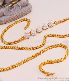 Attractive White Stone Flower Design Mugappu Chain With Price MCH1513 Attractive White Stone Flower Design Mugappu Chain With Price MCH1513