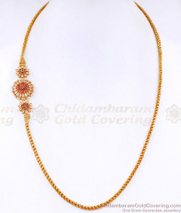 Bollywood Fashion Cz Stone Gold Plated Floral Mugappu Chain MCH1519 Bollywood Fashion Cz Stone Gold Plated Floral Mugappu Chain MCH1519