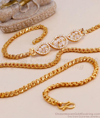 Full White Stone Gold Mugappu Thali Chain Designs With Price Online MCH1524 Full White Stone Gold Mugappu Thali Chain Designs With Price Online MCH1524