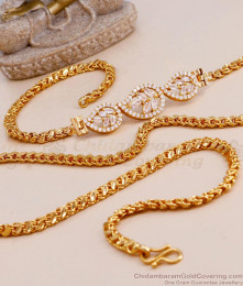 Full White Stone Gold Mugappu Thali Chain Designs With Price Online MCH1524 Full White Stone Gold Mugappu Thali Chain Designs With Price Online MCH1524