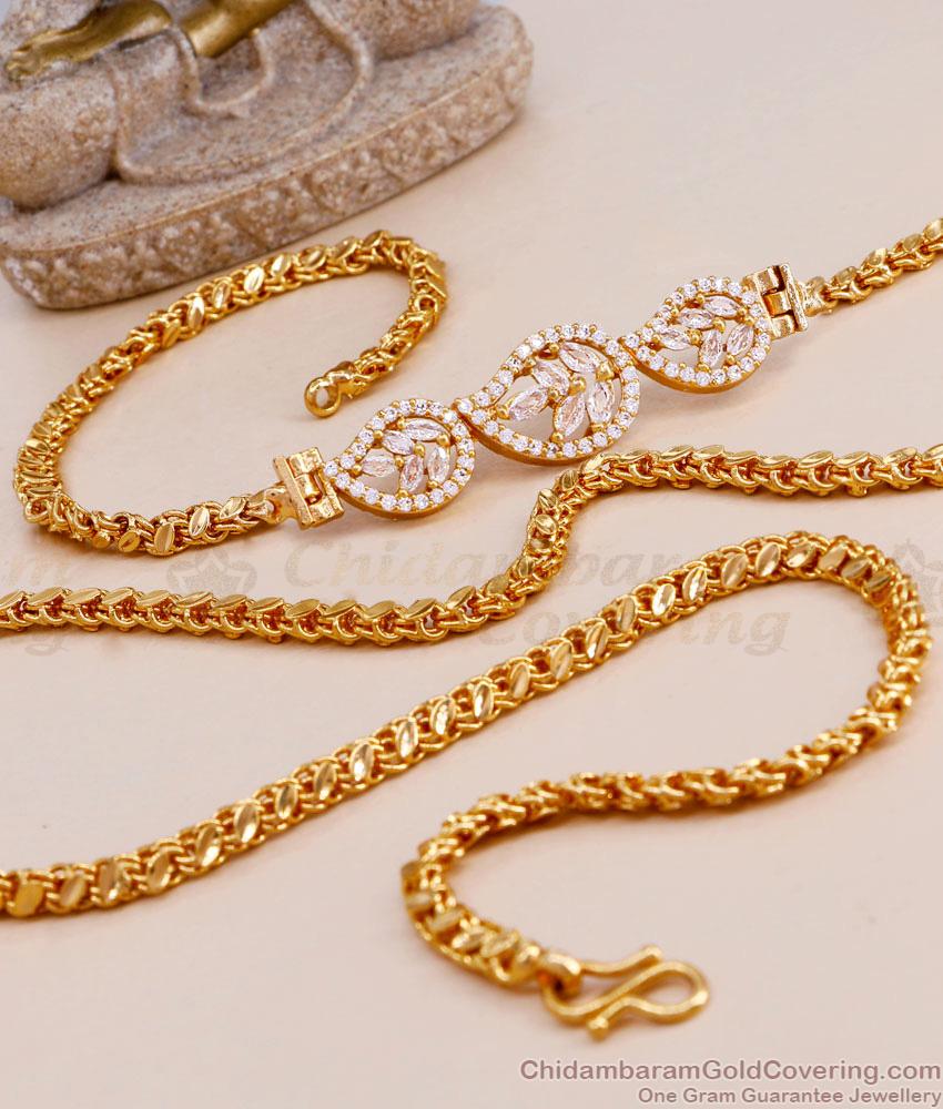 Full White Stone Gold Mugappu Thali Chain Designs With Price Online MCH1524