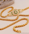 Premium Quality Gold Plated Diamond Mugappu With Green Stones MCH1525