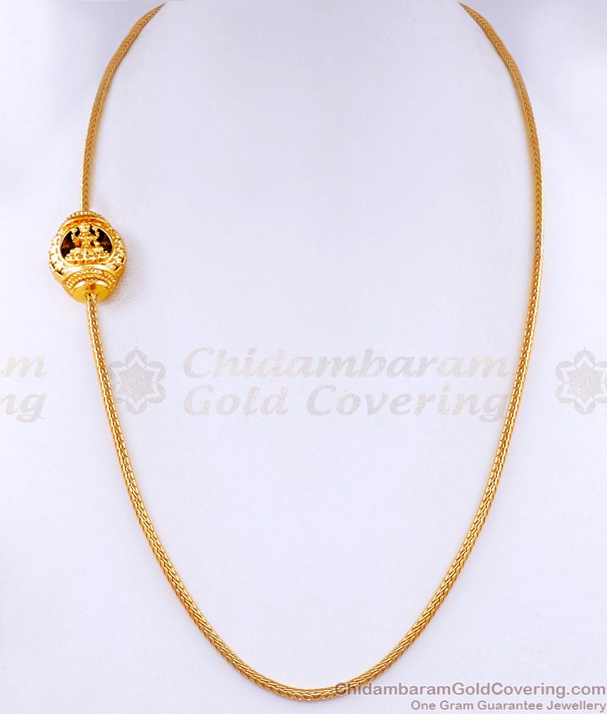 Traditional Lakshmi Side Pendant Gold Plated Thali Chain MCH1553 Traditional Lakshmi Side Pendant Gold Plated Thali Chain MCH1553