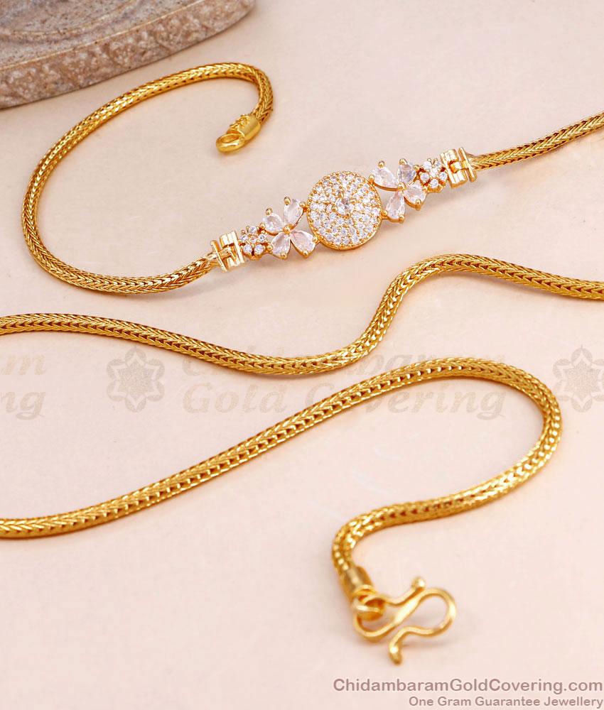 Beautiful Floral Diamond Mugappu With Gold Plated Chain MCH1555 Beautiful Floral Diamond Mugappu With Gold Plated Chain MCH1555