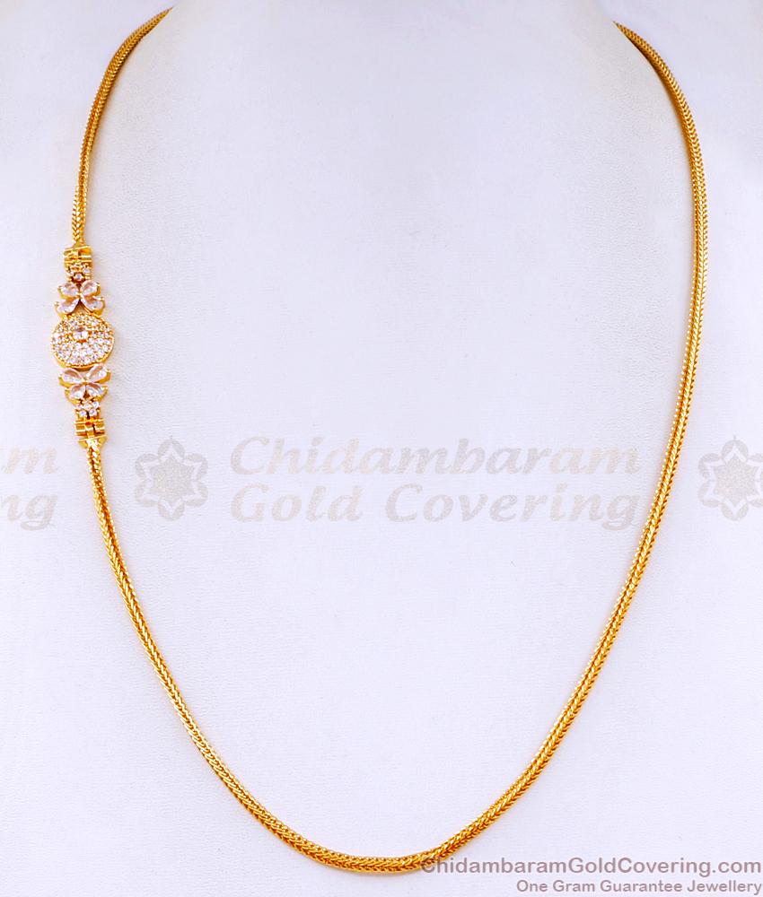 Beautiful Floral Diamond Mugappu With Gold Plated Chain MCH1555 Beautiful Floral Diamond Mugappu With Gold Plated Chain MCH1555