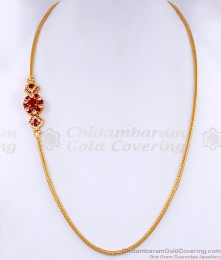 Real Gold Design Ruby Floral Mugappu Chain Gold Finish MCH1559