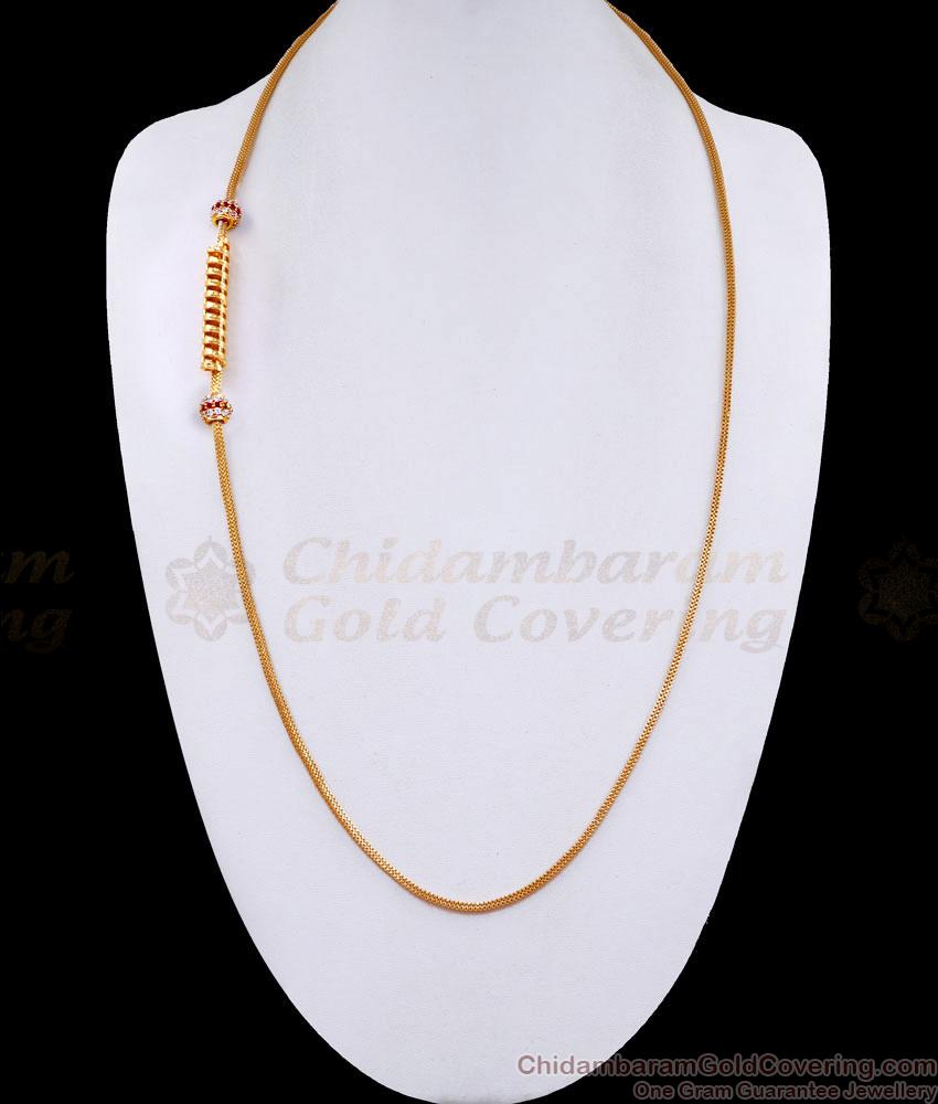30 Inch Long Ad Stone Spiral Mugappu Gold Fancy Thali Chain MCH1562-Lg 30 Inch Long Ad Stone Spiral Mugappu Gold Fancy Thali Chain MCH1562-Lg