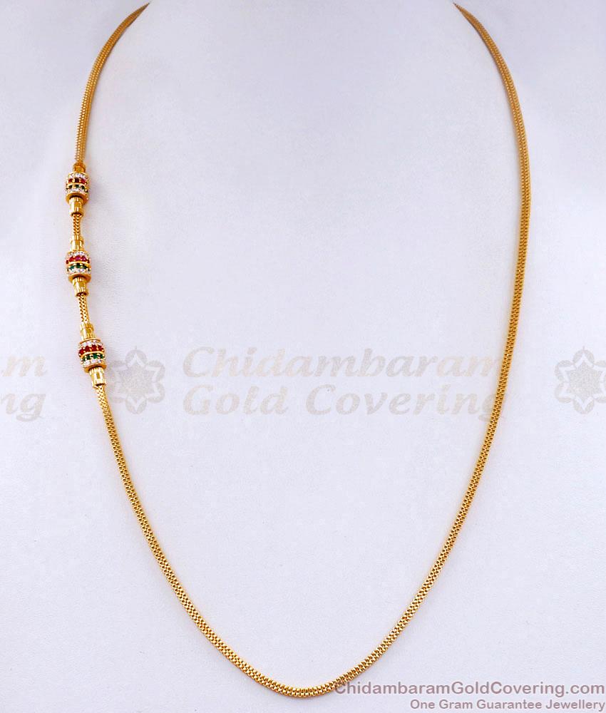 Traditional One Gram Gold Stone Mugappu Chain For Married Women MCH1564 Traditional One Gram Gold Stone Mugappu Chain For Married Women MCH1564
