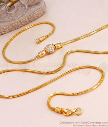 Simple Gold Design White Stone Ball Mugappu Chain Online MCH1566