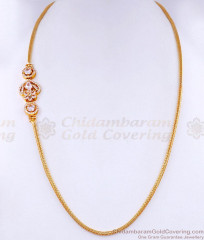 Full White Stone Floral Mugappu Gold Imitation Thali Chain For Women MCH1568 Full White Stone Floral Mugappu Gold Imitation Thali Chain For Women MCH1568