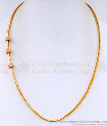 Latest White Stone Ball Mugappu Chain 1 Gram Gold Jewelry Design MCH1569 Latest White Stone Ball Mugappu Chain 1 Gram Gold Jewelry Design MCH1569