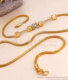 Trendy Cubic Side Pendant Gold Design Mugappu Chain MCH1571