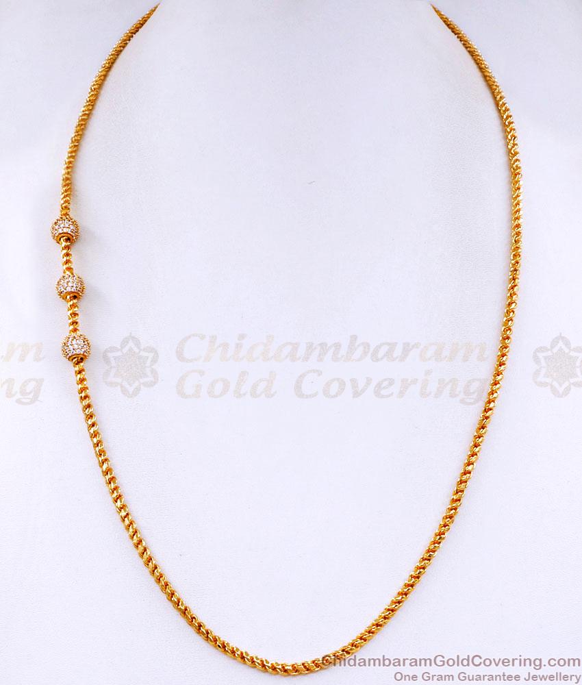 Full White Stone Double Side Ball Mugappu Thali Chain MCH1572 Full White Stone Double Side Ball Mugappu Thali Chain MCH1572