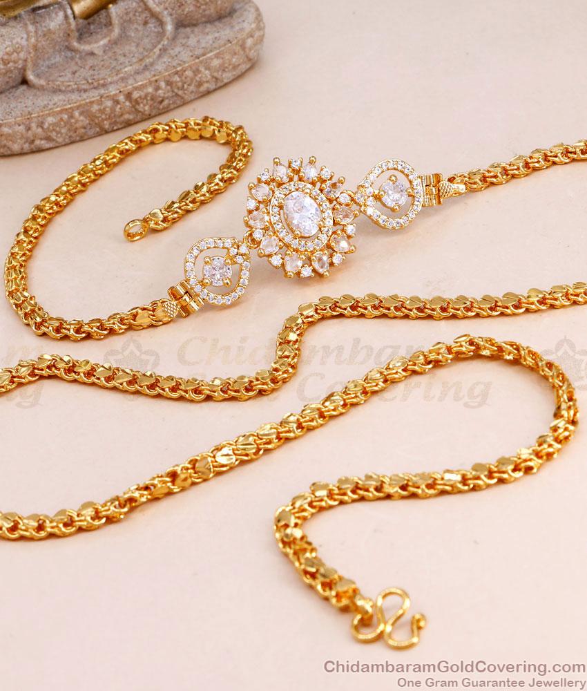 Attractive White Stone Mugappu Thali Chain Designs MCH1580 Attractive White Stone Mugappu Thali Chain Designs MCH1580