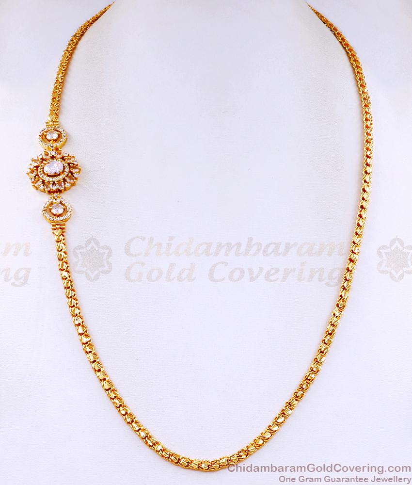 Attractive White Stone Mugappu Thali Chain Designs MCH1580 Attractive White Stone Mugappu Thali Chain Designs MCH1580
