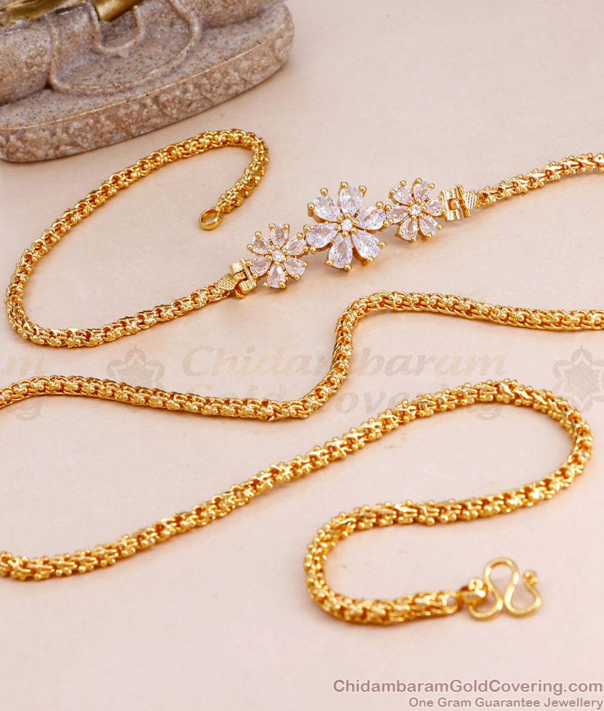 Stylish Gold Plated Thali Chain Diamond Mugappu Design MCH1581 Stylish Gold Plated Thali Chain Diamond Mugappu Design MCH1581