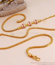 New Arrival Ruby White Stone 3 Ball Gold Mugappu Chain MCH1586