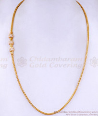 22Kt Micro Plated Ball Mugappu White Stone Pendant Chain MCH1587 22Kt Micro Plated Ball Mugappu White Stone Pendant Chain MCH1587